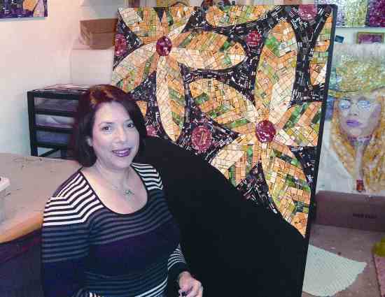 Sandy Schimmel Gold works on a commissioned piece in her Phoenix studio.